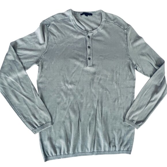 JOHN VARVATOS Star USA Long Sleeve Knit Henley Sweater M Blue Grey 100% Cotton - Picture 3 of 9